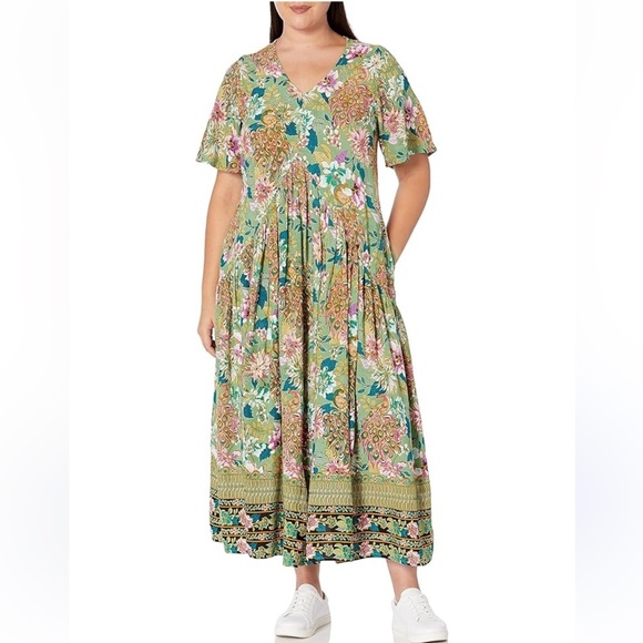 Loralette NWT Journey Maxi Dress in Green Floral Size 26/28 - Picture 12 of 16